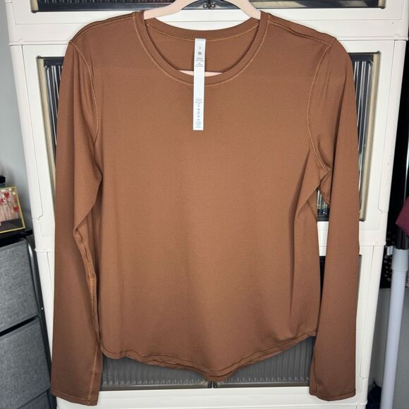Lululemon High Neck Running and Training Long Sleeve, Copper Brown, Sz 8 - Picture 5 of 5